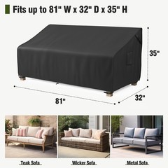 Waterproof Heavy Duty Outdoor Couch Cover Double-Stitched Patio Sofa Protector