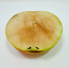 Antique Italian Alabaster Stone Half Apple w/ Wedge Slice Trinket Bowl Sculpture