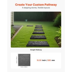 Decorative Stepping Stones with Stakes 4Pcs 15.5×15.5 in Walkway Pavers Grey