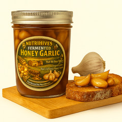 Fermented Honey Garlic 8 oz jar, Made in USA, Raw Unfiltered Honey, Garlic