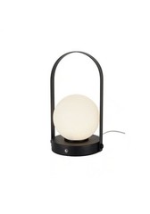 9.8 In. Black Contemporary Rechargeable 3CCT Integrated LED Globe Lamp with Hand
