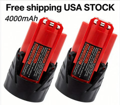 2x for Milwaukee M12 RED LITHIUM 12V 4.0Ah Li-Ion Battery 48-11-2430 New US