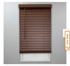 Textured Dark Oak Cordless Room Darkening Faux Wood Blinds 2 In Slats 24.25 X 48
