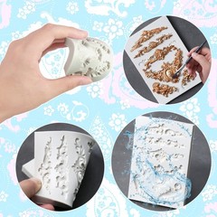 3 Packs Baroque Silicone Molds Scroll Silicone Baroque Mold Clay Molds Fondant
