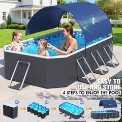 Durable Non Inflatable 90x50x20 Foldable Pool With Canopy For Adults And Kids