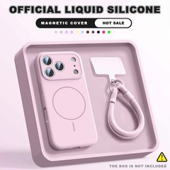 Magnetic Wrist Strap Liquid Silicone Phone Case For iPhone 11 12 13 16 17 Pro Ma