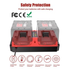 2 Ports Charger – Fast Dual Station for Milwauke M18 18V Batteries 48-11-1840