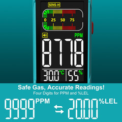 Gas Leak Detector with Extended 15.7-Inch Gooseneck,Ppm Or%Lel Gas Real-Time Gas