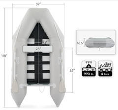 Inflatable Dinghy Boat for 4 Adults, 990lb Capacity Heavy-Duty PVC Raft with …