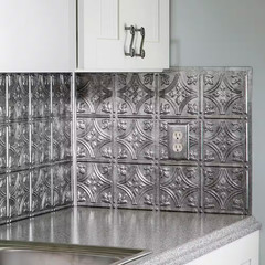 18.25 In. X 24.25 In. Crosshatch Silver Traditional Style # 1 PVC Decorative Bac