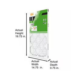 15 x 20 x 1 Standard Pleated Air Filter FPR 5, 3-Pack, Air Filters Replacement