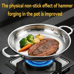 Titanium Hammered Pan, No Coating Non-Stick Titanium Cookware, 11.02in/lid