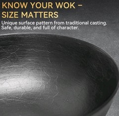 Cast Iron Wok Pan w/Lid, 10.2 Inch Small Flat Bottom Stir Fry Skillet, Uncoated