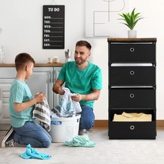 Fabric Storage Chest Organizer with 4 Drawers for Closet Dorm, Bedroom, Hallway