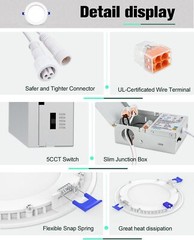 6 Inch 5CCT LED Recessed Ceiling Dimmable Light with Junction Box 2700K-5000K