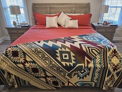 EXTRA LARGE, REVERSIBLE, ALPACA WOOL,MULTICOLOR BLANKET ECUADOR 74,8×91,33 in