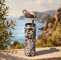 Owala FreeSip 32oz Water Bottle Cowgirl Core Special Edition Brown Cow Print