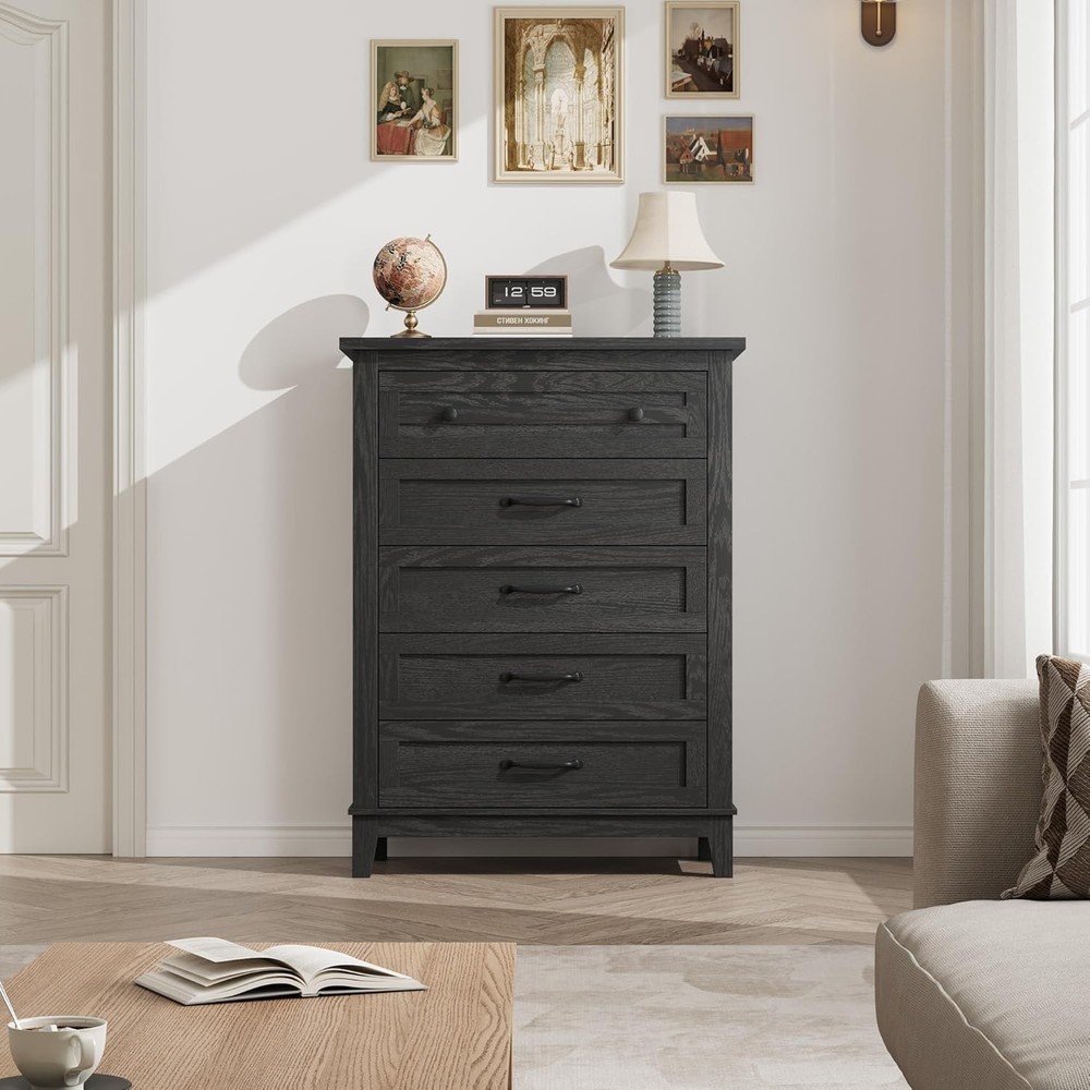 5 Drawer Dresser for Bedroom 41.3″ Wooden Closet Chest Storage Cabinet