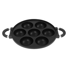 15.35*11.02*2.17″ Black Round Aluminum 7 Holes Takoyaki Pan Maker Hand Wash Only
