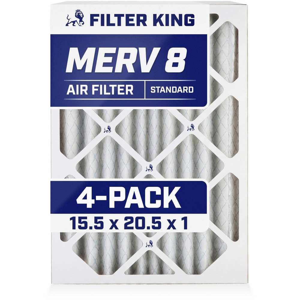 Filter King 15.5×20.5×1 Air Filter 4-PACK MERV 8 Actual Size 15.5 x 20.5 x .75″