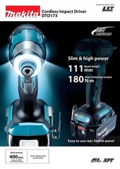 Makita DTD173 bule 18v Brushless Lithium-ion Impact Driver Power Tool