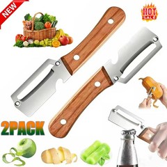 2 Pack 2 in 1 Multi Functional Vegetable Peeler with Bottle Opener and Wooden Ha