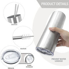16 Pack Insulated Stainless Steel Tumblers 20oz with Lid & Straw – DIY Gift
