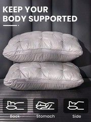 Pack of 2 Bed Pillows Quilted HOTEL QUALITY Down Alternative Gusseted Pillow