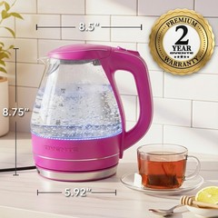 OVENTE Electric Kettle, 1.5L Borosilicate Glass Countertop Water Heater and