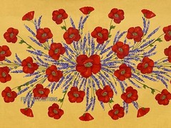 French Provencal Coated Tablecloth Poppies & Lavender 59 X 98 Made In France