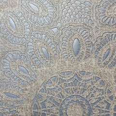 Lace flowers pattern Tan Gray Silver metallic faux fabric textured Wallpaper 3D