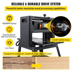 VEVOR 12.5 Inch Wood Planer 2000W Foldable Thickness Planer w/ Stand Woodworking