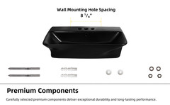24″ Matte Black Wall Mount Bathroom Sink 4″ Centerset with Overflow & 3 Holes