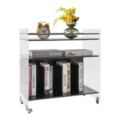 Acrylic End Table,Rectangle Side Table, Bamboo Acrylic Modern End Table