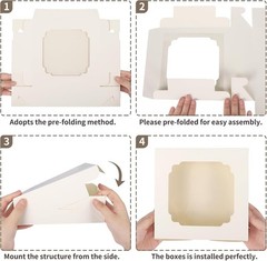 60pcs Cookie Boxes, 8x8x2.5 Inches Bakery Boxes with 2 Style Windows for Choc…