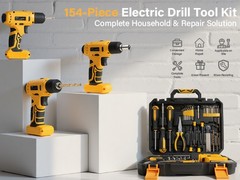 154pcs Tool Kit Household Hand Tool Set with 8V Cordless Drill Portable Toolbox