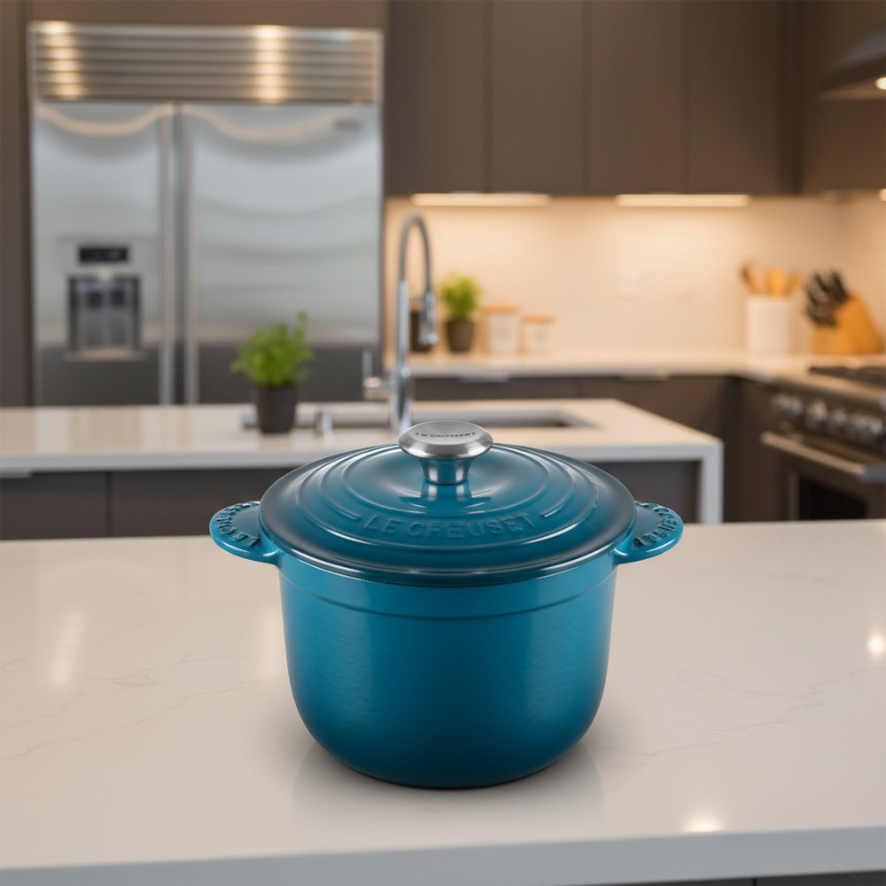Le Creuset Cocotte Every 18cm Rice Pot Deep Teal Cast Iron Silver Knob