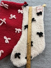 Sherpa Fleece Christmas Stockings Set 4 Bows Red Green White Large Cozy Decor