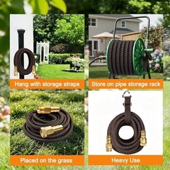 50FT Flexible Garden Hose & 10Modes Nozzle,None Expanding 50 Feet Orange-Black
