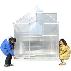 4.2/6.2/10.2ft Greenhouse Walk-in Green House Kit w/ Vent & Rain Gutter Backyard