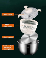 Large 5.3QT Salad Spinner – Quick Spin & Drain, Multi-Use Colander