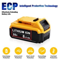 2Pack 8.0AH For Dewalt 20V 20Volt Max XR Lithium Battery DCB206-2 DCB205 DCB200