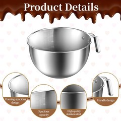 304 Stainless Steel Double Boiler with Spatula and Spoon, 4.2QT Dual-Handle P…