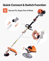 VEVOR 6-in-1 Gas Hedge Trimmer 2 Cycle 26cc Gas Powered Handheld Hedge Trimmer