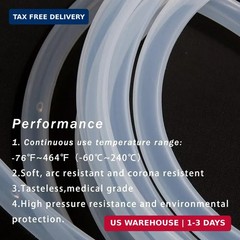 Quickun Pure Silicone Tubing, 1mm ID x 2mm OD High Temp Food Grade Tube Pure Sil