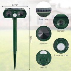 Outdoor Solar Animal Repeller Ultrasonic Pest Repellent for Dogs, Cats Squirrels