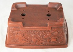 Vintage Rectangular Zisha Cactus & Succulent Bonsai Pot + Mesh 6″x 4.5″x 2.25″