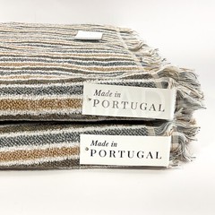 Felpinter 2Pc Bath Towels 30″ x 56” 100% Cotton Portugal Brown Gray Ivory Strip