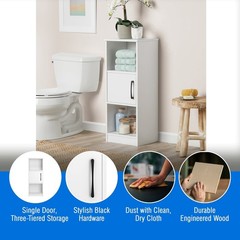 Mainstays Ardent 3 Tier Storage Tower with Door White Shelves
