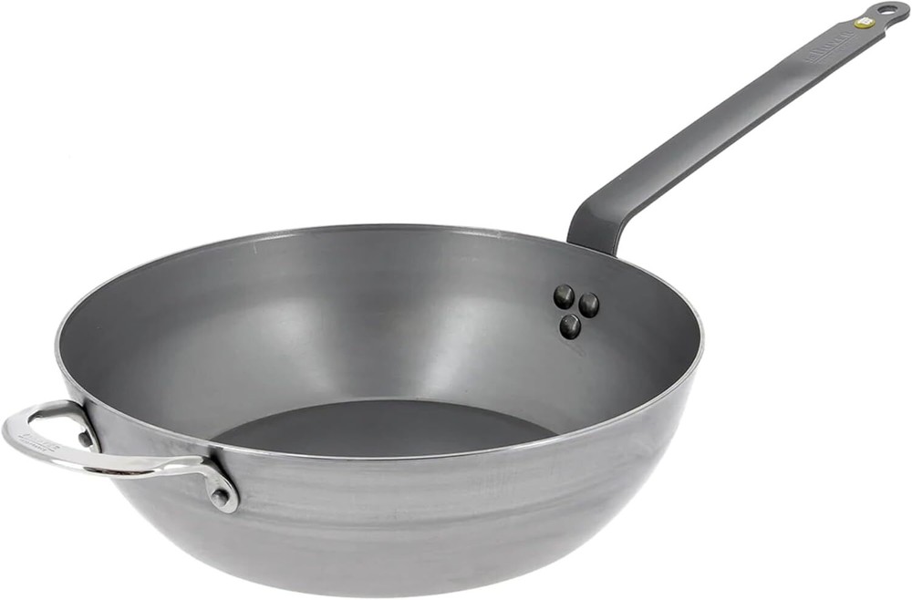 De Buyer 5614.32 Mineral B Round Carbon Steel Country Fry Pan, 12.5 in, Silver